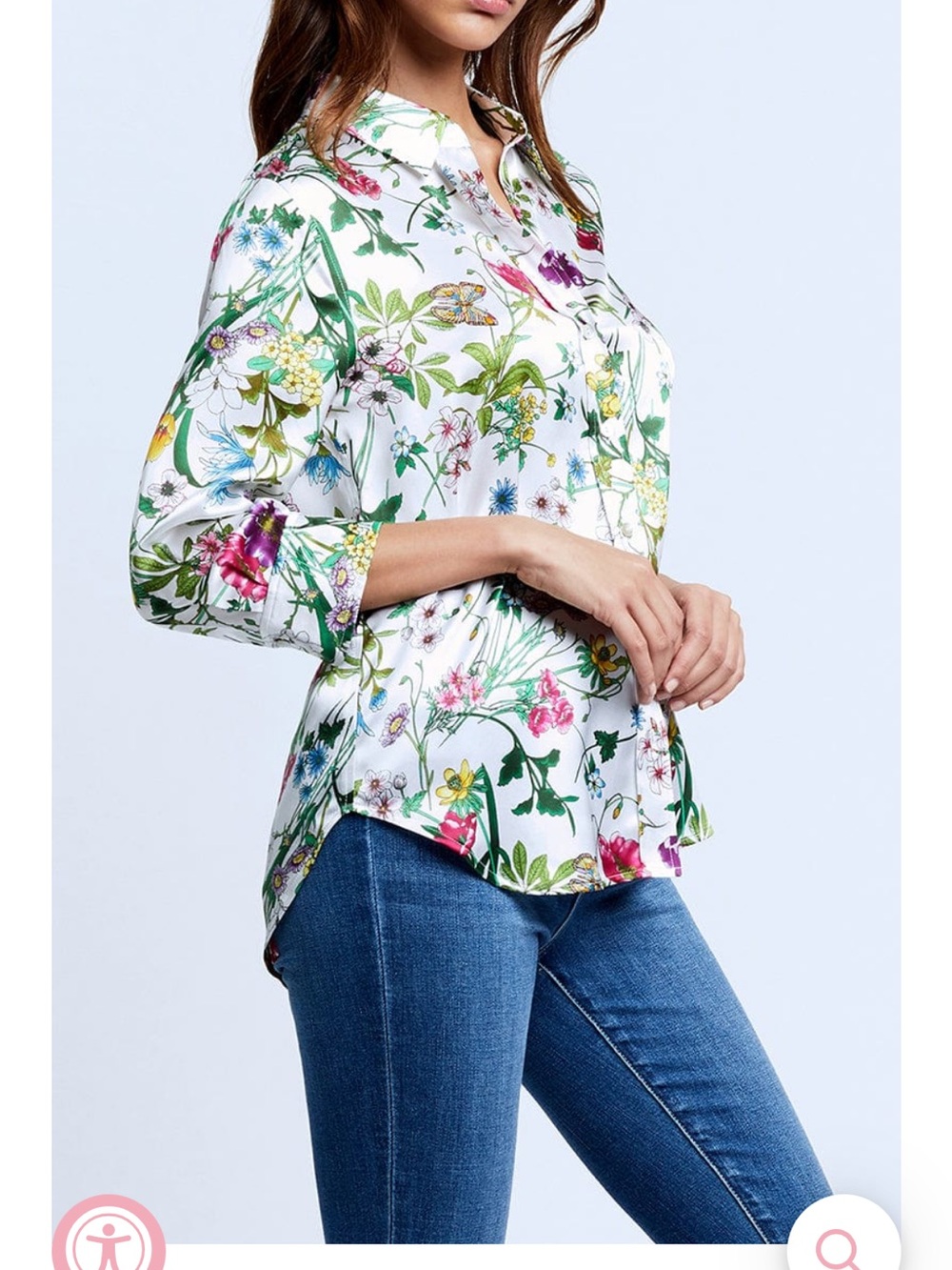 L’AGENCE Dani blouse Floral Button-Up  in White